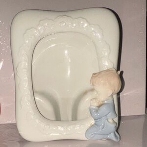 Porcelain Praying Baby Boy Picture Frame